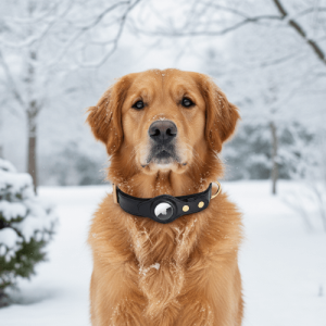 Leather Airtag Dog Collar with Secure Apple Airtag Holder